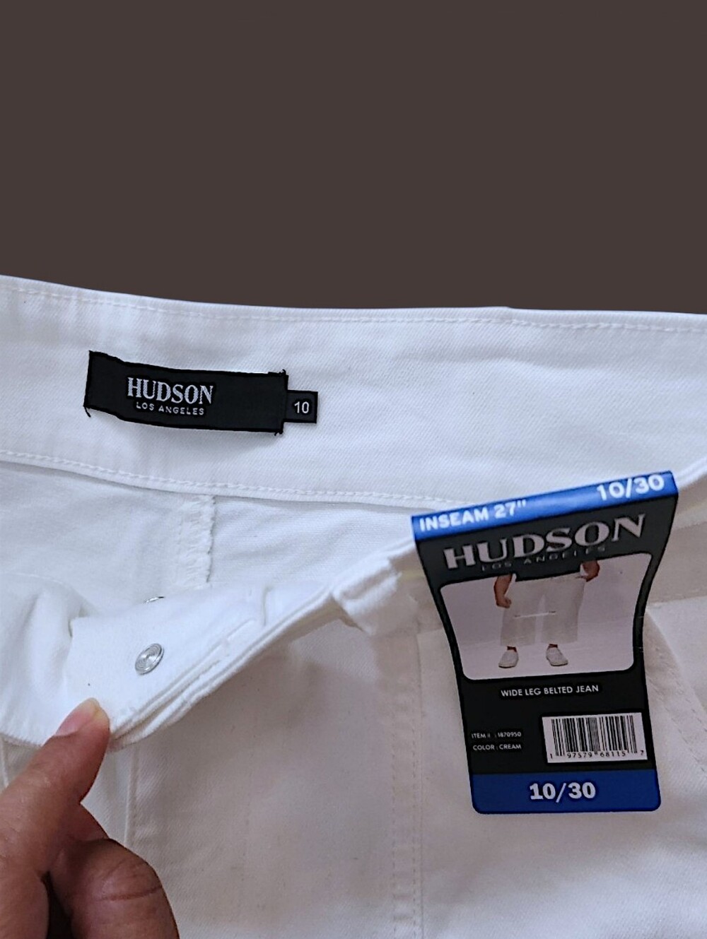 HUDSON Women's Wide-Leg Belt Mid-Rise White Jeans Size 10/30 (Medium)Trendy Pant - Picture 9 of 13